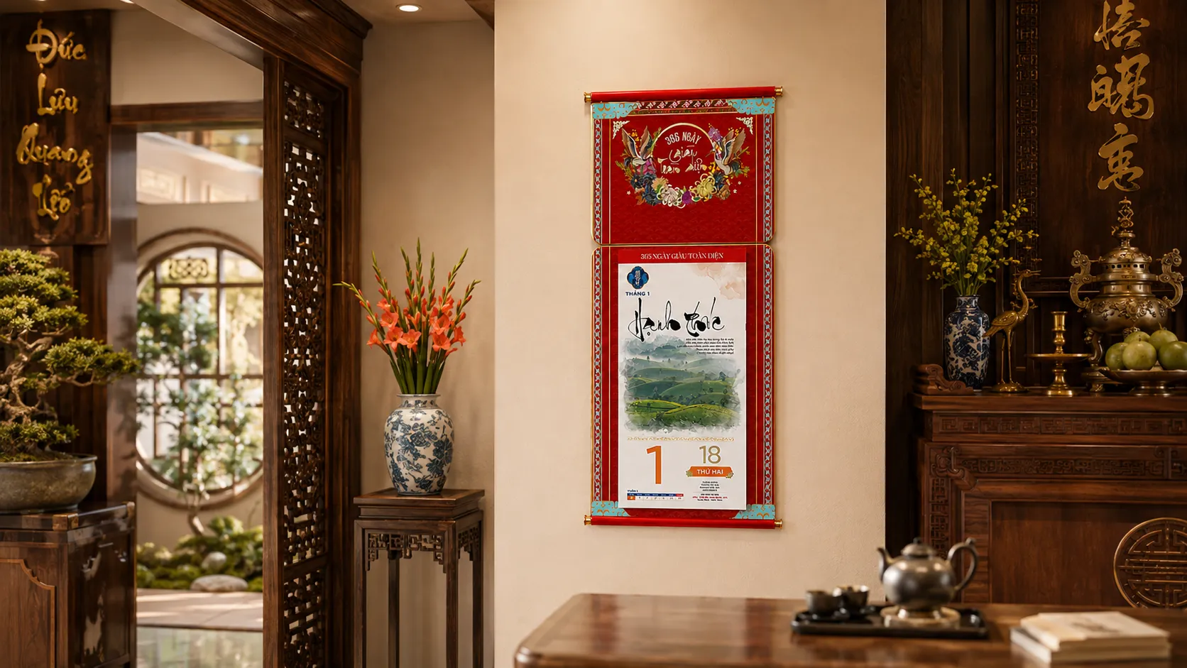 Lịch 365 Ngày Giàu Toàn Diện trong không gian phòng khách